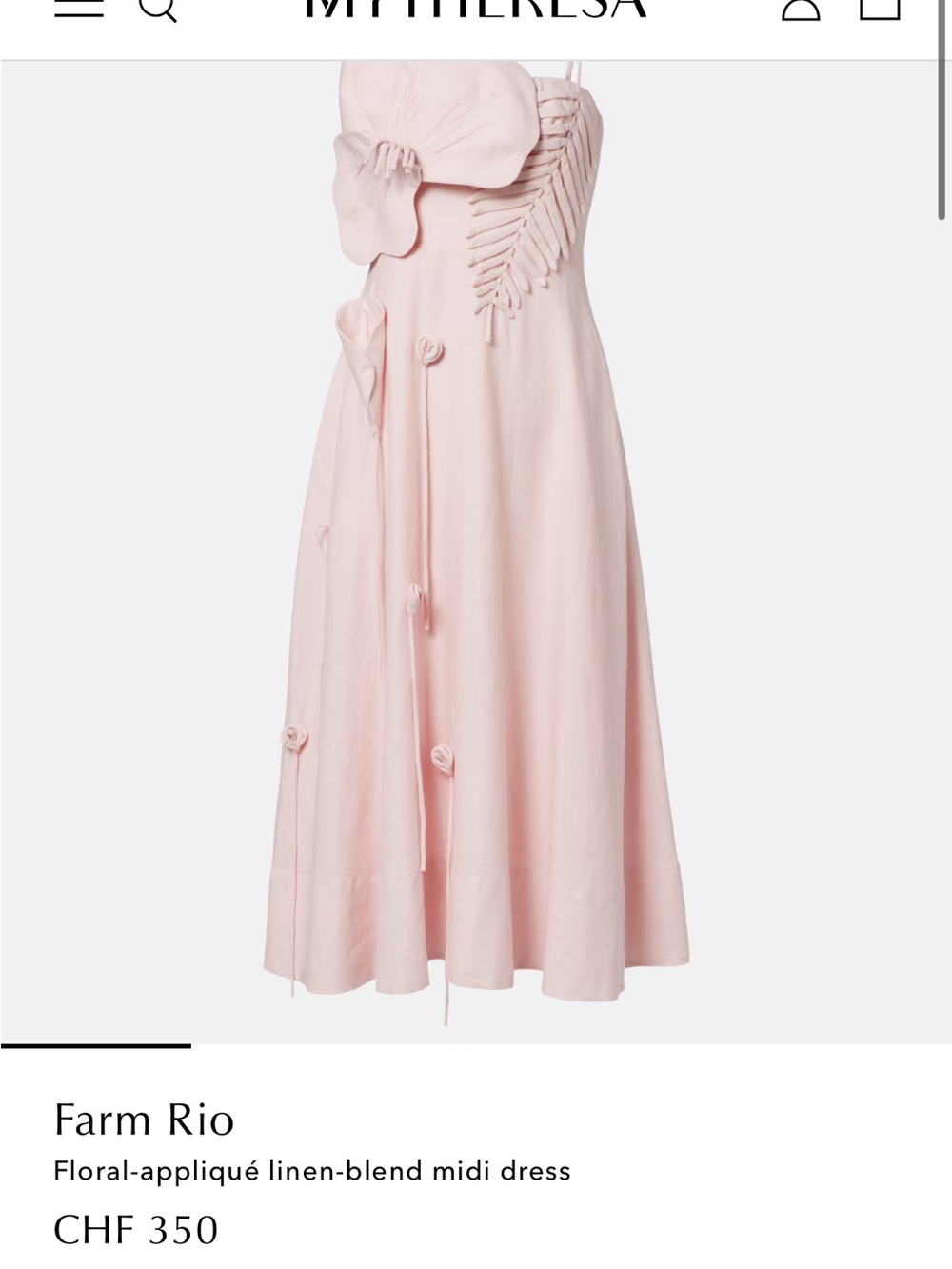Farm Rio: Floral-appliqué linen-blend midi dress - Picture 7 of 9